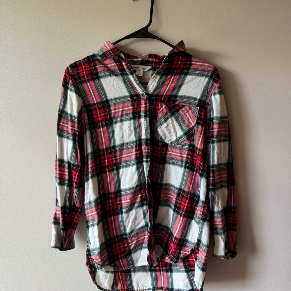 Old Navy Red and Green Plaid Button Down Shirt